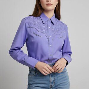 Panhandle Slim Womens Xlarge Western Purple Cowboy Snap Button Shirt CN